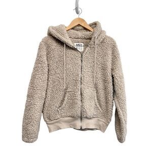 Marc New York Teddy Bear Hooded Jacket Size Extra Small Tan Fleece Full Zip NWT